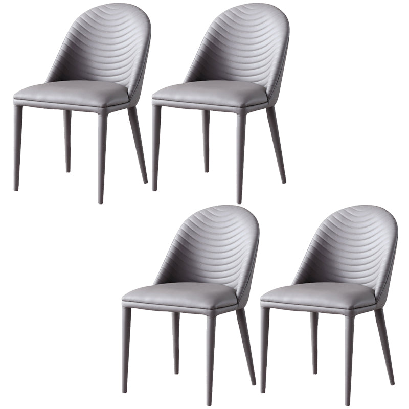 Faux Leather Armless Dining Chairs Upholstered Dining Room Chair Grey 4 Piece Set Clearhalo 'Dining Chairs' 'Dining Tables & Seating' 'dining_chair' 'furn' 'furn_dining_chair' 'Furniture' 'Kitchen & Dining Furniture' 5580392