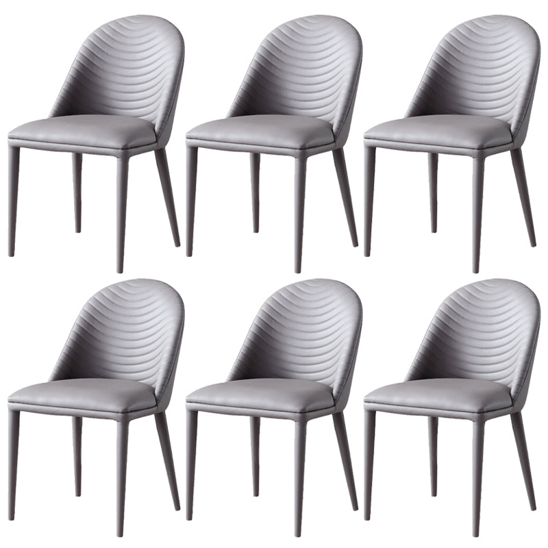 Faux Leather Armless Dining Chairs Upholstered Dining Room Chair Grey 6 Piece Set Clearhalo 'Dining Chairs' 'Dining Tables & Seating' 'dining_chair' 'furn' 'furn_dining_chair' 'Furniture' 'Kitchen & Dining Furniture' 5580394
