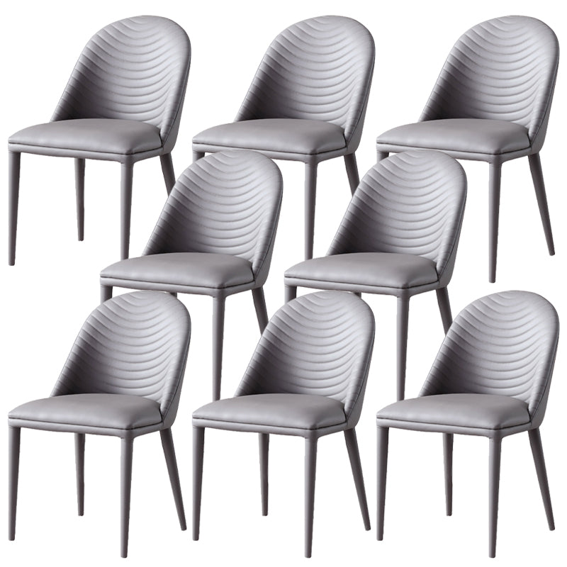 Faux Leather Armless Dining Chairs Upholstered Dining Room Chair Grey 8 Piece Set Clearhalo 'Dining Chairs' 'Dining Tables & Seating' 'dining_chair' 'furn' 'furn_dining_chair' 'Furniture' 'Kitchen & Dining Furniture' 5580396