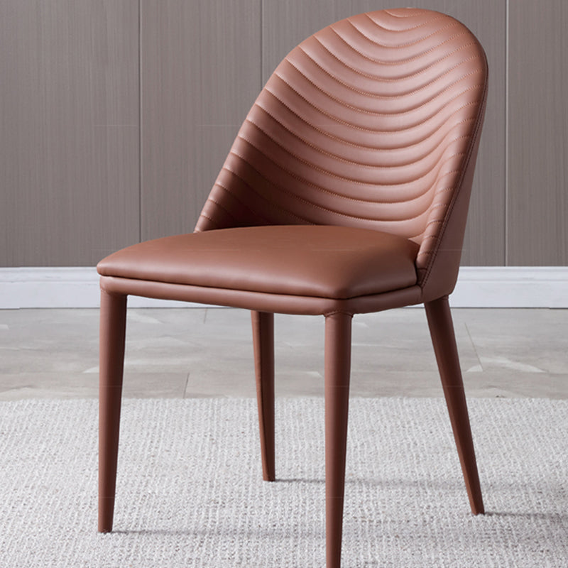 Faux Leather Armless Dining Chairs Upholstered Dining Room Chair Brown 1 Piece Clearhalo 'Dining Chairs' 'Dining Tables & Seating' 'dining_chair' 'furn' 'furn_dining_chair' 'Furniture' 'Kitchen & Dining Furniture' 5580398