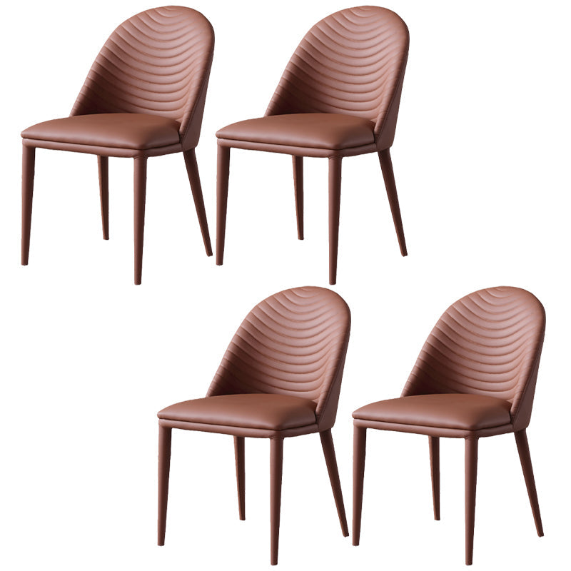 Faux Leather Armless Dining Chairs Upholstered Dining Room Chair Brown 4 Piece Set Clearhalo 'Dining Chairs' 'Dining Tables & Seating' 'dining_chair' 'furn' 'furn_dining_chair' 'Furniture' 'Kitchen & Dining Furniture' 5580401
