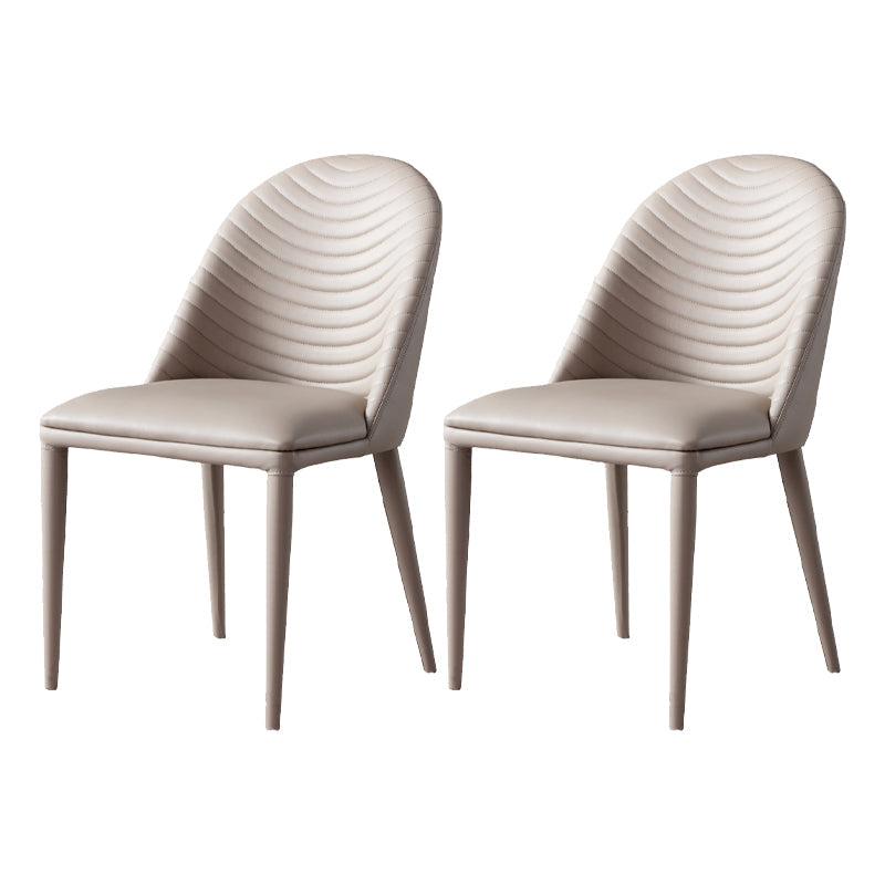 Faux Leather Armless Dining Chairs Upholstered Dining Room Chair Khaki 2 Piece Set Clearhalo 'Dining Chairs' 'Dining Tables & Seating' 'dining_chair' 'furn' 'furn_dining_chair' 'Furniture' 'Kitchen & Dining Furniture' 5580409