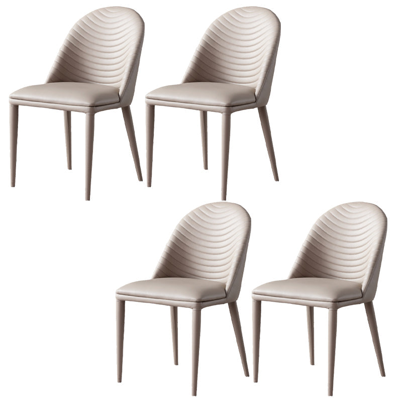 Faux Leather Armless Dining Chairs Upholstered Dining Room Chair Khaki 4 Piece Set Clearhalo 'Dining Chairs' 'Dining Tables & Seating' 'dining_chair' 'furn' 'furn_dining_chair' 'Furniture' 'Kitchen & Dining Furniture' 5580411