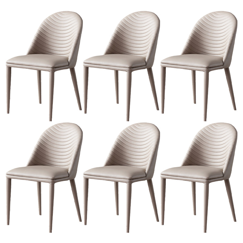 Faux Leather Armless Dining Chairs Upholstered Dining Room Chair Khaki 6 Piece Set Clearhalo 'Dining Chairs' 'Dining Tables & Seating' 'dining_chair' 'furn' 'furn_dining_chair' 'Furniture' 'Kitchen & Dining Furniture' 5580413