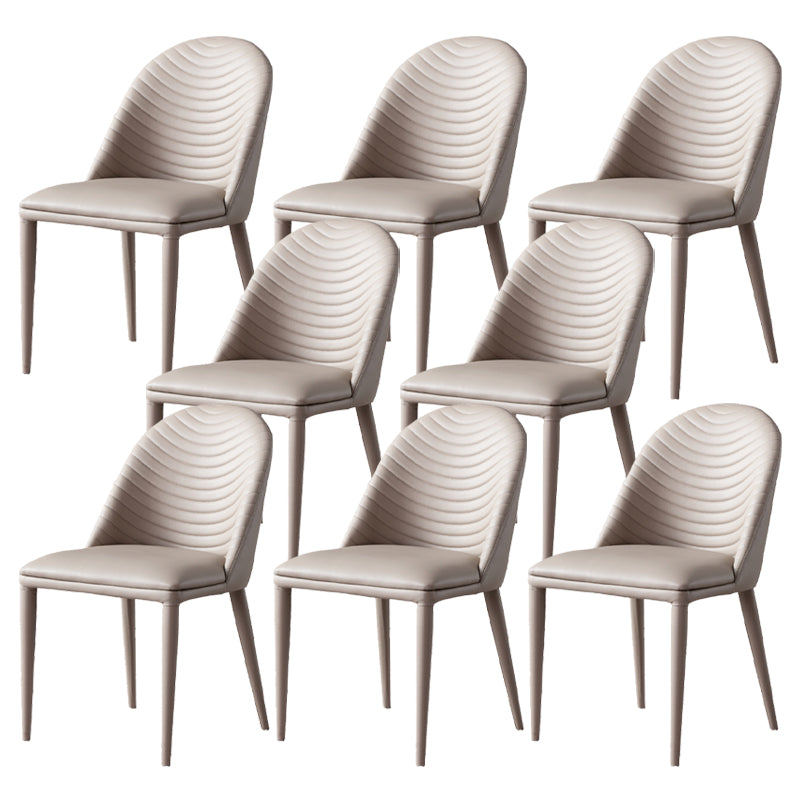 Faux Leather Armless Dining Chairs Upholstered Dining Room Chair Khaki 8 Piece Set Clearhalo 'Dining Chairs' 'Dining Tables & Seating' 'dining_chair' 'furn' 'furn_dining_chair' 'Furniture' 'Kitchen & Dining Furniture' 5580415