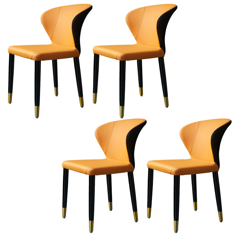 Wingback Side Chair Upholstered Armless Dining Chairs for Dining Room Orange 4 Piece Set Clearhalo 'Dining Chairs' 'Dining Tables & Seating' 'dining_chair' 'furn' 'furn_dining_chair' 'Furniture' 'Kitchen & Dining Furniture' 5580463