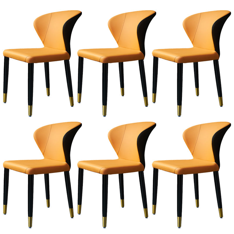Wingback Side Chair Upholstered Armless Dining Chairs for Dining Room Orange 6 Piece Set Clearhalo 'Dining Chairs' 'Dining Tables & Seating' 'dining_chair' 'furn' 'furn_dining_chair' 'Furniture' 'Kitchen & Dining Furniture' 5580465