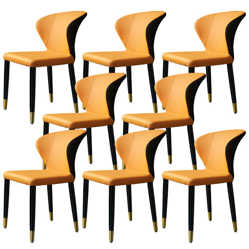 Wingback Side Chair Upholstered Armless Dining Chairs for Dining Room Orange 8 Piece Set Clearhalo 'Dining Chairs' 'Dining Tables & Seating' 'dining_chair' 'furn' 'furn_dining_chair' 'Furniture' 'Kitchen & Dining Furniture' 5580467
