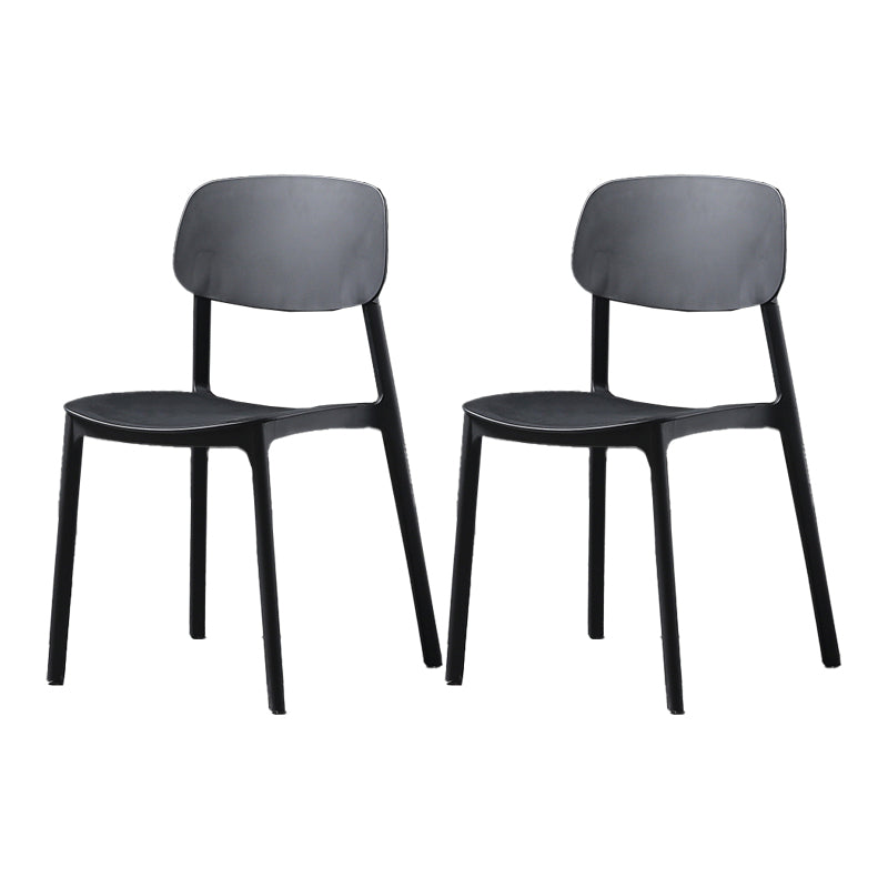Plastic Armless Dining Chairs Scandinavian Open Back Dining Side Chair Black 2 Piece Set Clearhalo 'Dining Chairs' 'Dining Tables & Seating' 'dining_chair' 'furn' 'furn_dining_chair' 'Furniture' 'Kitchen & Dining Furniture' 5580474