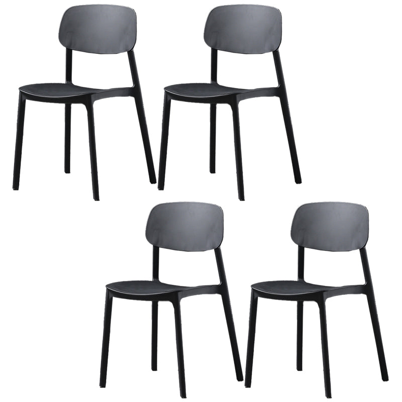 Plastic Armless Dining Chairs Scandinavian Open Back Dining Side Chair Black 4 Piece Set Clearhalo 'Dining Chairs' 'Dining Tables & Seating' 'dining_chair' 'furn' 'furn_dining_chair' 'Furniture' 'Kitchen & Dining Furniture' 5580477