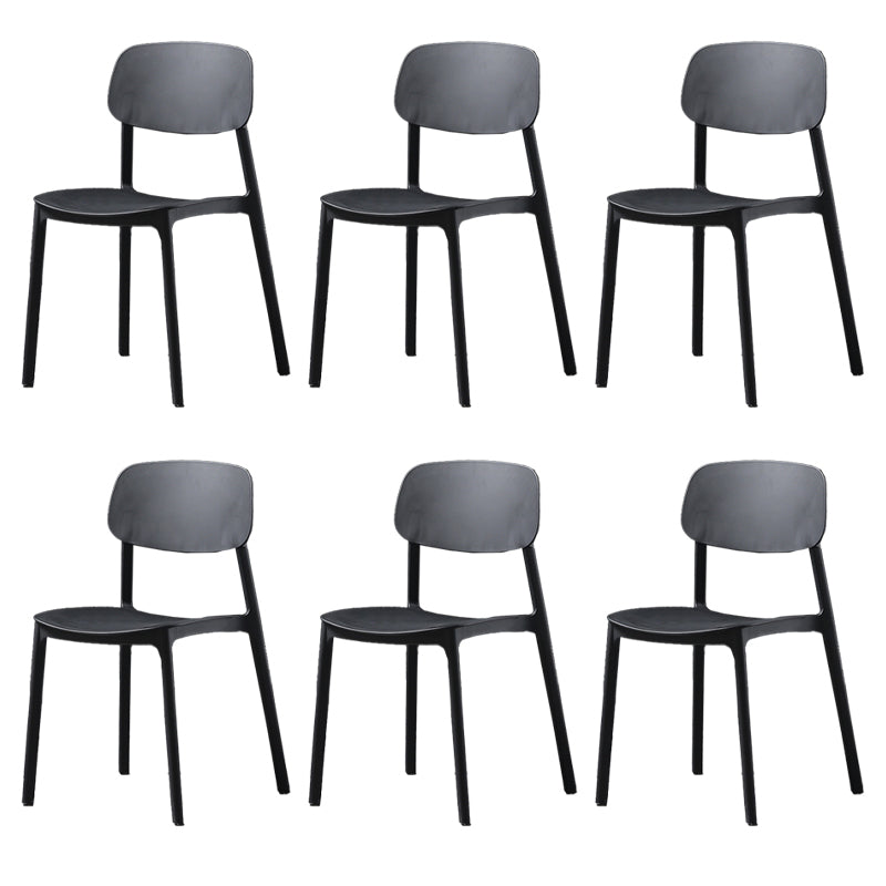Plastic Armless Dining Chairs Scandinavian Open Back Dining Side Chair Black 6 Piece Set Clearhalo 'Dining Chairs' 'Dining Tables & Seating' 'dining_chair' 'furn' 'furn_dining_chair' 'Furniture' 'Kitchen & Dining Furniture' 5580479