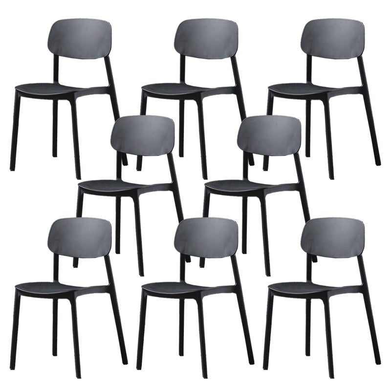 Plastic Armless Dining Chairs Scandinavian Open Back Dining Side Chair Black 8 Piece Set Clearhalo 'Dining Chairs' 'Dining Tables & Seating' 'dining_chair' 'furn' 'furn_dining_chair' 'Furniture' 'Kitchen & Dining Furniture' 5580481
