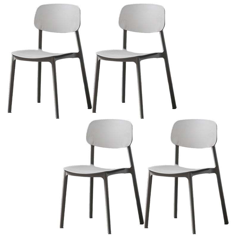 Plastic Armless Dining Chairs Scandinavian Open Back Dining Side Chair Grey 4 Piece Set Clearhalo 'Dining Chairs' 'Dining Tables & Seating' 'dining_chair' 'furn' 'furn_dining_chair' 'Furniture' 'Kitchen & Dining Furniture' 5580486