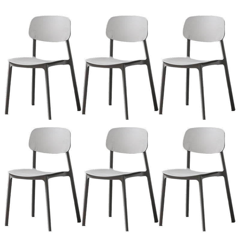 Plastic Armless Dining Chairs Scandinavian Open Back Dining Side Chair Grey 6 Piece Set Clearhalo 'Dining Chairs' 'Dining Tables & Seating' 'dining_chair' 'furn' 'furn_dining_chair' 'Furniture' 'Kitchen & Dining Furniture' 5580489