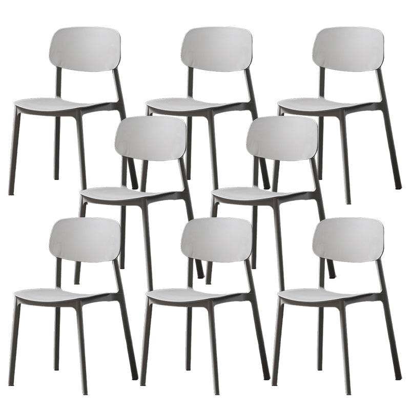 Plastic Armless Dining Chairs Scandinavian Open Back Dining Side Chair Grey 8 Piece Set Clearhalo 'Dining Chairs' 'Dining Tables & Seating' 'dining_chair' 'furn' 'furn_dining_chair' 'Furniture' 'Kitchen & Dining Furniture' 5580490