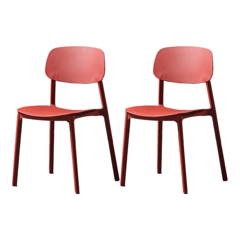 Plastic Armless Dining Chairs Scandinavian Open Back Dining Side Chair Red 2 Piece Set Clearhalo 'Dining Chairs' 'Dining Tables & Seating' 'dining_chair' 'furn' 'furn_dining_chair' 'Furniture' 'Kitchen & Dining Furniture' 5580503