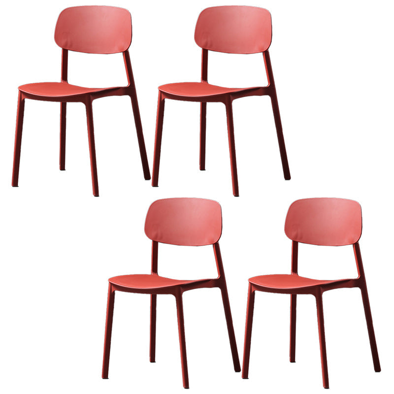 Plastic Armless Dining Chairs Scandinavian Open Back Dining Side Chair Red 4 Piece Set Clearhalo 'Dining Chairs' 'Dining Tables & Seating' 'dining_chair' 'furn' 'furn_dining_chair' 'Furniture' 'Kitchen & Dining Furniture' 5580504