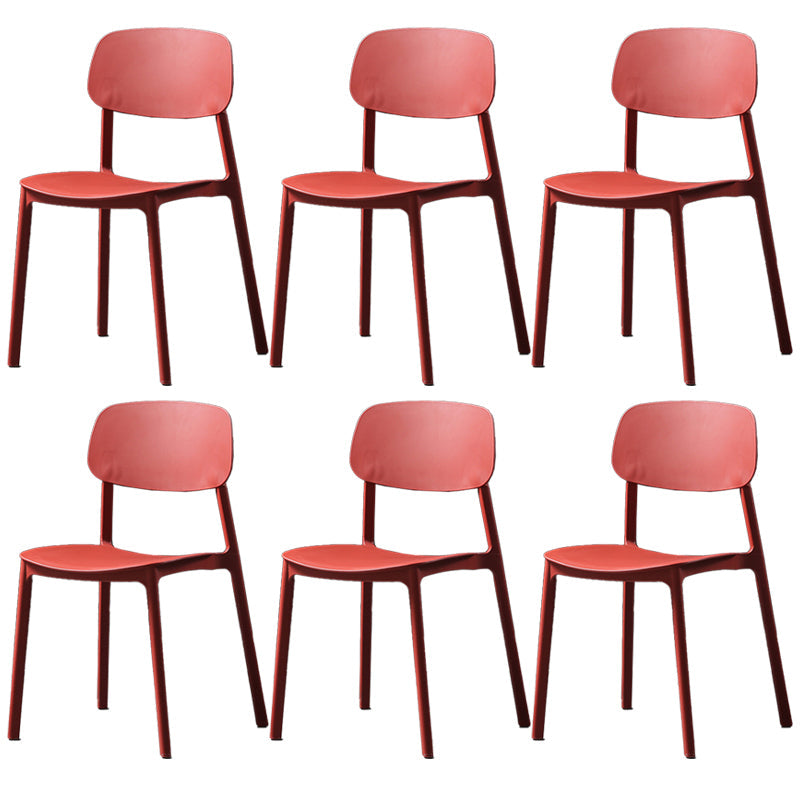 Plastic Armless Dining Chairs Scandinavian Open Back Dining Side Chair Red 6 Piece Set Clearhalo 'Dining Chairs' 'Dining Tables & Seating' 'dining_chair' 'furn' 'furn_dining_chair' 'Furniture' 'Kitchen & Dining Furniture' 5580505