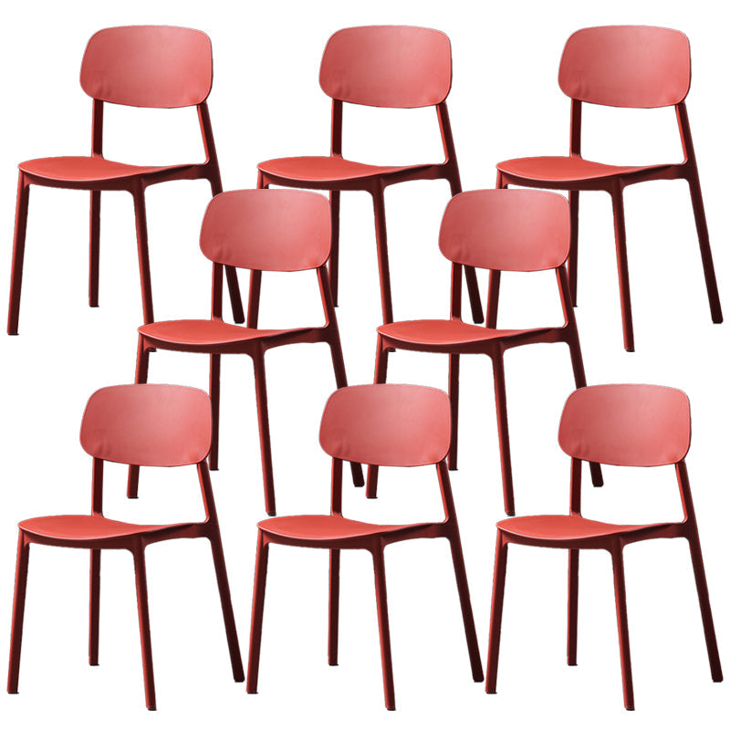 Plastic Armless Dining Chairs Scandinavian Open Back Dining Side Chair Red 8 Piece Set Clearhalo 'Dining Chairs' 'Dining Tables & Seating' 'dining_chair' 'furn' 'furn_dining_chair' 'Furniture' 'Kitchen & Dining Furniture' 5580506