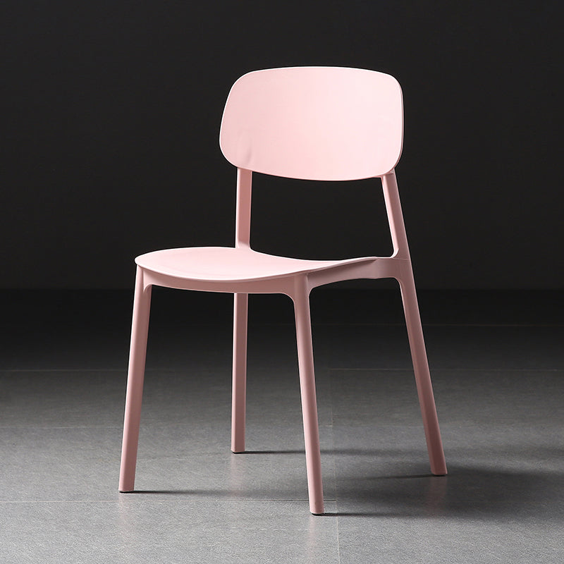 Plastic Armless Dining Chairs Scandinavian Open Back Dining Side Chair Pink 1 Piece Clearhalo 'Dining Chairs' 'Dining Tables & Seating' 'dining_chair' 'furn' 'furn_dining_chair' 'Furniture' 'Kitchen & Dining Furniture' 5580507