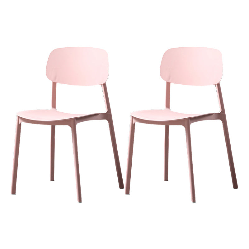 Plastic Armless Dining Chairs Scandinavian Open Back Dining Side Chair Pink 2 Piece Set Clearhalo 'Dining Chairs' 'Dining Tables & Seating' 'dining_chair' 'furn' 'furn_dining_chair' 'Furniture' 'Kitchen & Dining Furniture' 5580508