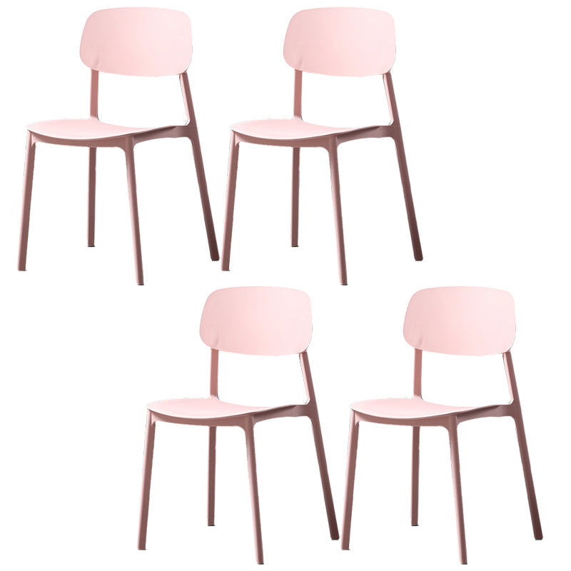 Plastic Armless Dining Chairs Scandinavian Open Back Dining Side Chair Pink 4 Piece Set Clearhalo 'Dining Chairs' 'Dining Tables & Seating' 'dining_chair' 'furn' 'furn_dining_chair' 'Furniture' 'Kitchen & Dining Furniture' 5580509
