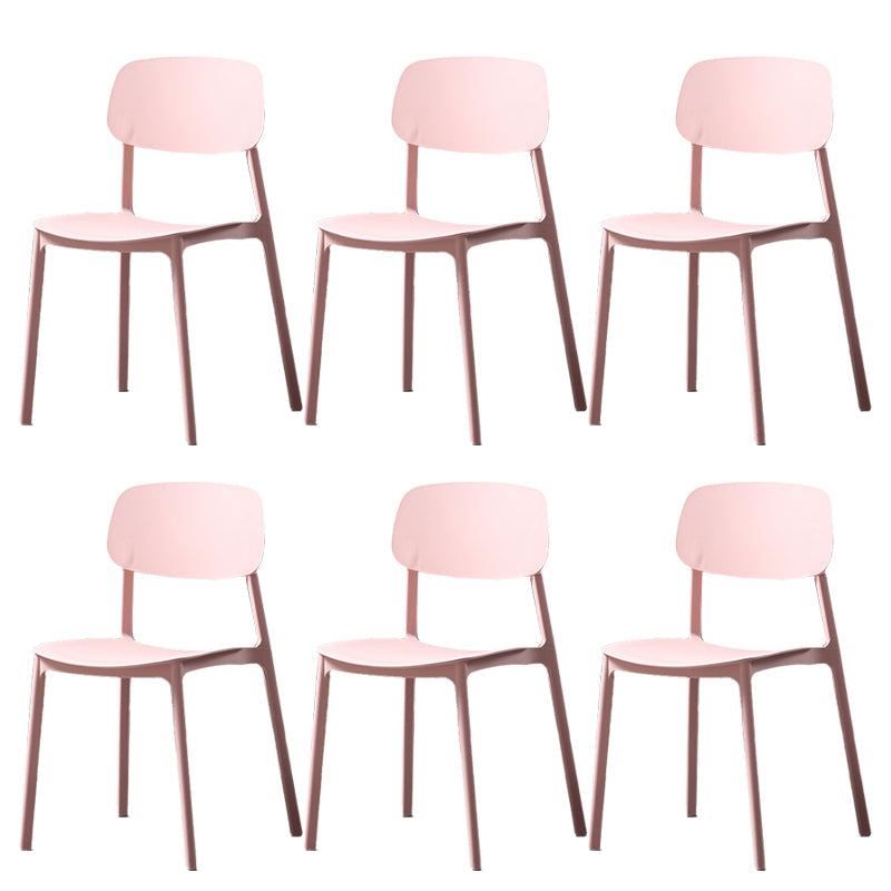 Plastic Armless Dining Chairs Scandinavian Open Back Dining Side Chair Pink 6 Piece Set Clearhalo 'Dining Chairs' 'Dining Tables & Seating' 'dining_chair' 'furn' 'furn_dining_chair' 'Furniture' 'Kitchen & Dining Furniture' 5580510