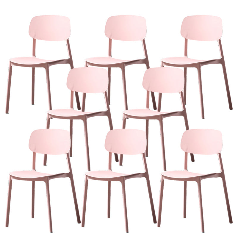Plastic Armless Dining Chairs Scandinavian Open Back Dining Side Chair Pink 8 Piece Set Clearhalo 'Dining Chairs' 'Dining Tables & Seating' 'dining_chair' 'furn' 'furn_dining_chair' 'Furniture' 'Kitchen & Dining Furniture' 5580511