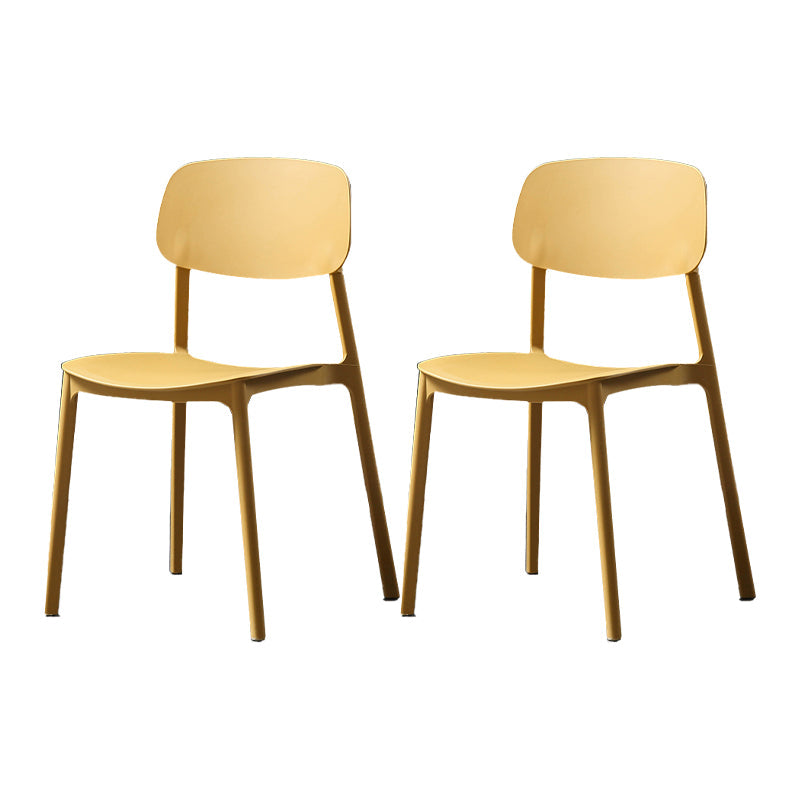 Plastic Armless Dining Chairs Scandinavian Open Back Dining Side Chair Yellow 2 Piece Set Clearhalo 'Dining Chairs' 'Dining Tables & Seating' 'dining_chair' 'furn' 'furn_dining_chair' 'Furniture' 'Kitchen & Dining Furniture' 5580513