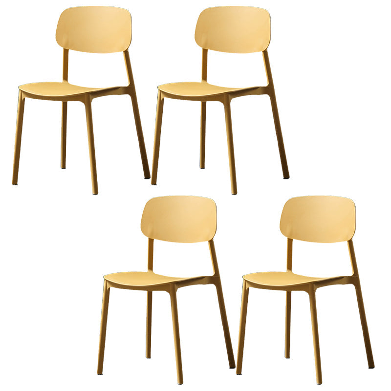 Plastic Armless Dining Chairs Scandinavian Open Back Dining Side Chair Yellow 4 Piece Set Clearhalo 'Dining Chairs' 'Dining Tables & Seating' 'dining_chair' 'furn' 'furn_dining_chair' 'Furniture' 'Kitchen & Dining Furniture' 5580514