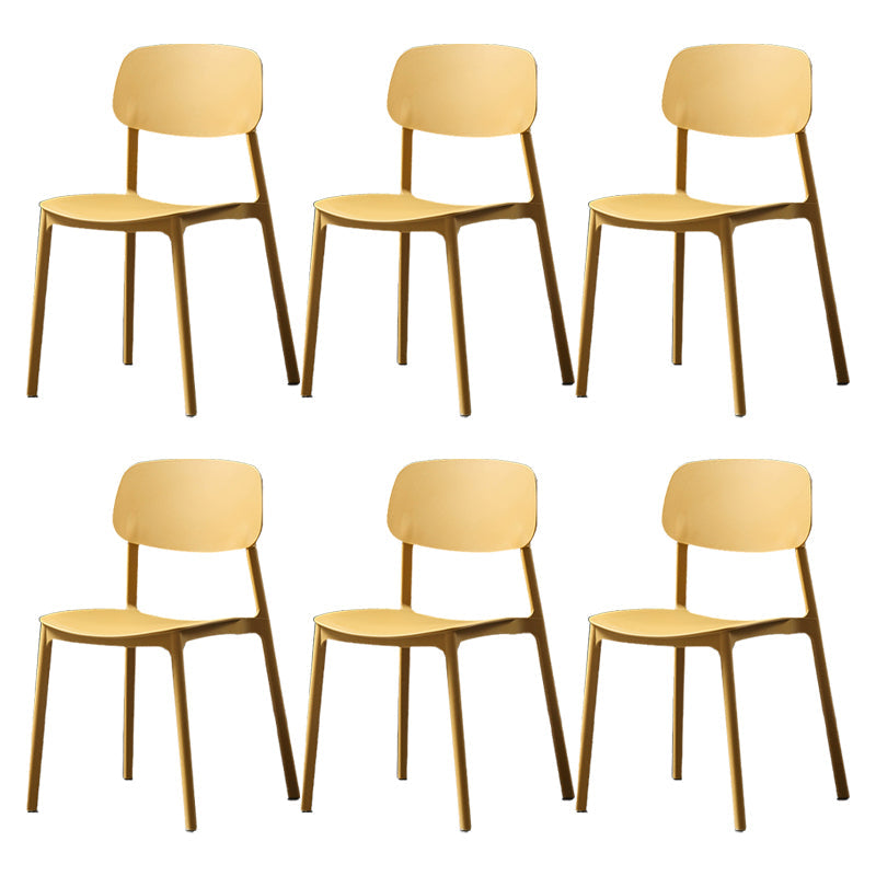 Plastic Armless Dining Chairs Scandinavian Open Back Dining Side Chair Yellow 6 Piece Set Clearhalo 'Dining Chairs' 'Dining Tables & Seating' 'dining_chair' 'furn' 'furn_dining_chair' 'Furniture' 'Kitchen & Dining Furniture' 5580515