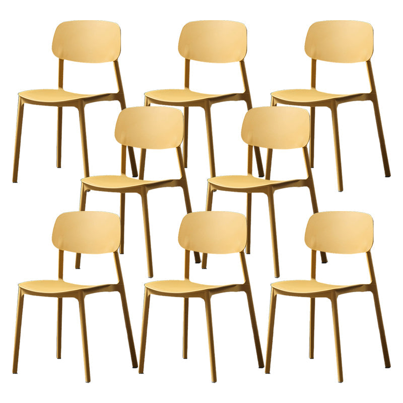 Plastic Armless Dining Chairs Scandinavian Open Back Dining Side Chair Yellow 8 Piece Set Clearhalo 'Dining Chairs' 'Dining Tables & Seating' 'dining_chair' 'furn' 'furn_dining_chair' 'Furniture' 'Kitchen & Dining Furniture' 5580516