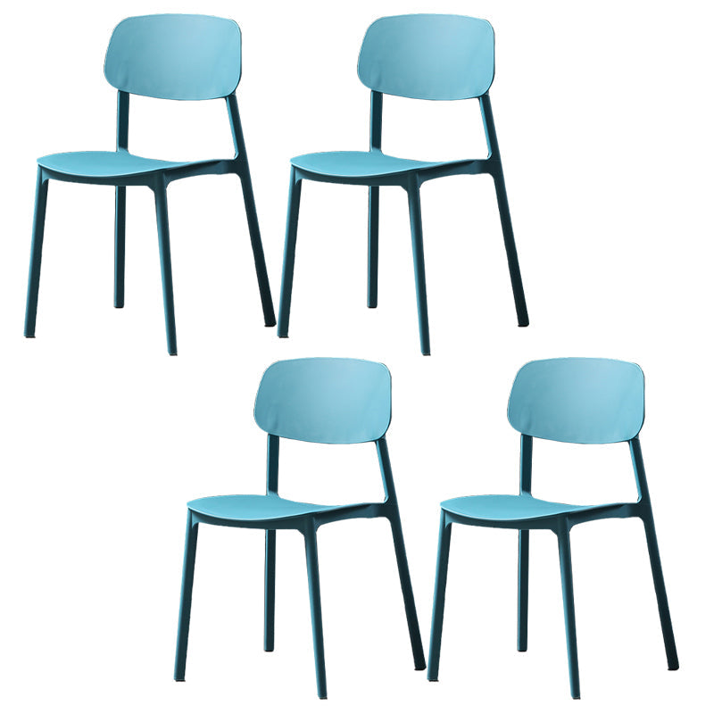 Plastic Armless Dining Chairs Scandinavian Open Back Dining Side Chair Blue 4 Piece Set Clearhalo 'Dining Chairs' 'Dining Tables & Seating' 'dining_chair' 'furn' 'furn_dining_chair' 'Furniture' 'Kitchen & Dining Furniture' 5580519