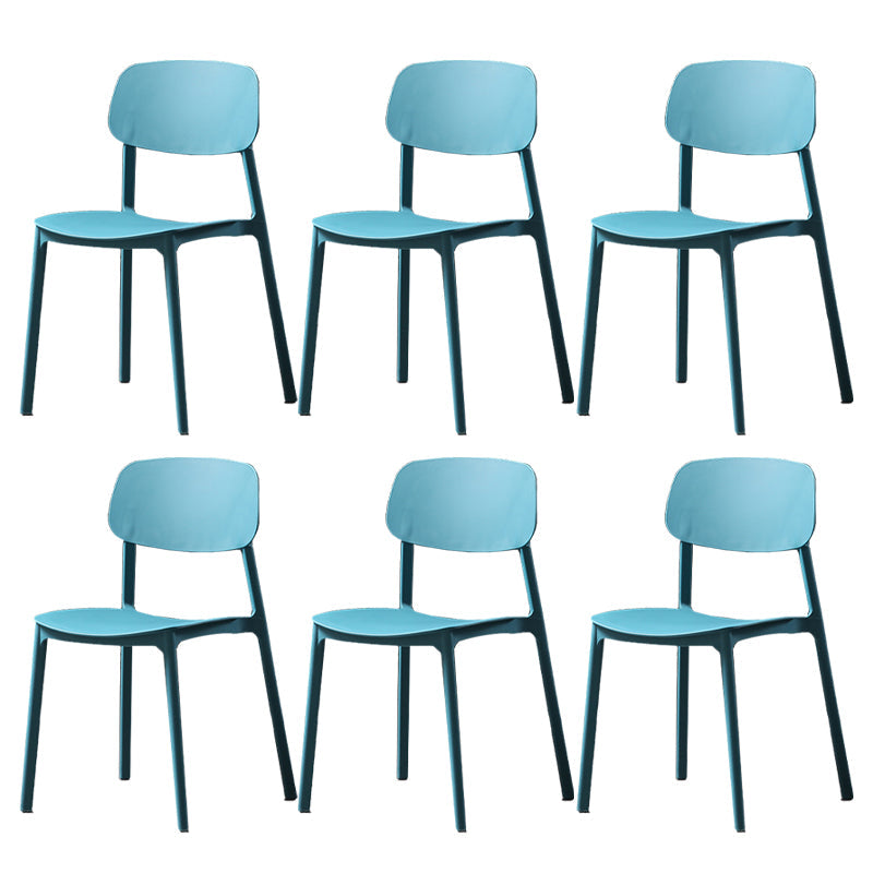 Plastic Armless Dining Chairs Scandinavian Open Back Dining Side Chair Blue 6 Piece Set Clearhalo 'Dining Chairs' 'Dining Tables & Seating' 'dining_chair' 'furn' 'furn_dining_chair' 'Furniture' 'Kitchen & Dining Furniture' 5580520