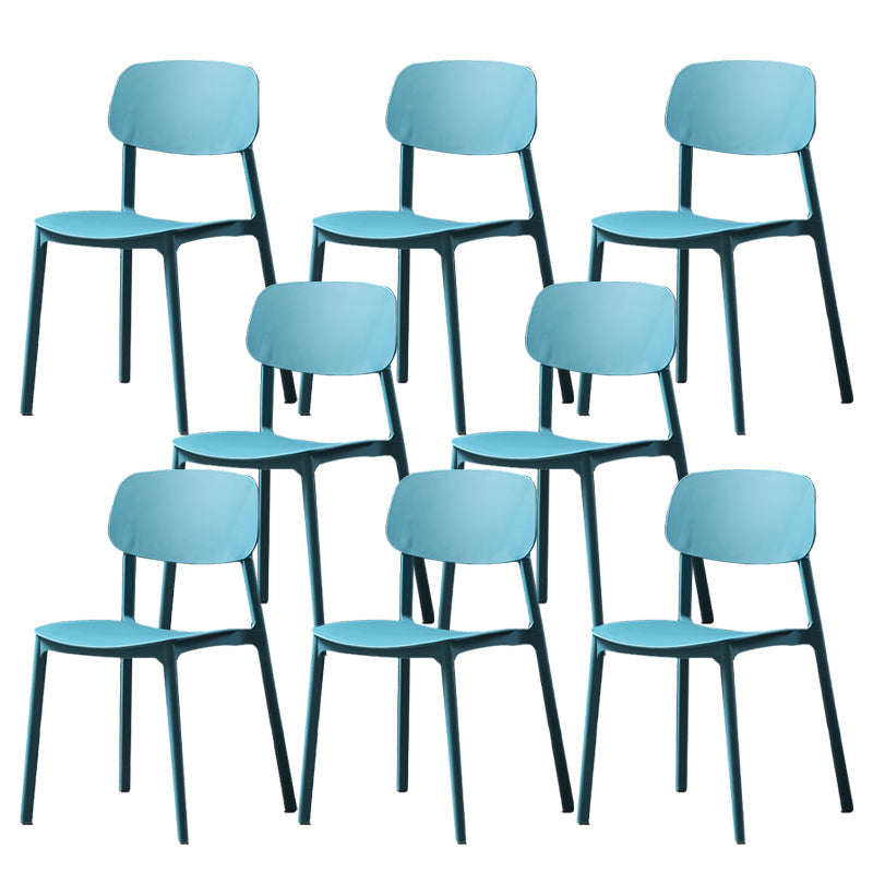 Plastic Armless Dining Chairs Scandinavian Open Back Dining Side Chair Blue 8 Piece Set Clearhalo 'Dining Chairs' 'Dining Tables & Seating' 'dining_chair' 'furn' 'furn_dining_chair' 'Furniture' 'Kitchen & Dining Furniture' 5580521