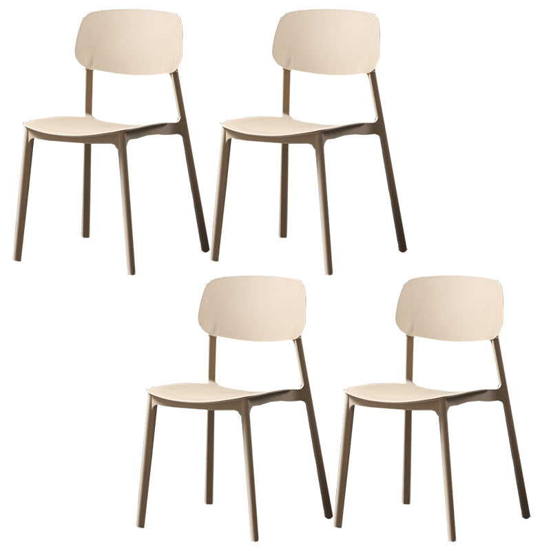 Plastic Armless Dining Chairs Scandinavian Open Back Dining Side Chair Khaki 4 Piece Set Clearhalo 'Dining Chairs' 'Dining Tables & Seating' 'dining_chair' 'furn' 'furn_dining_chair' 'Furniture' 'Kitchen & Dining Furniture' 5580534