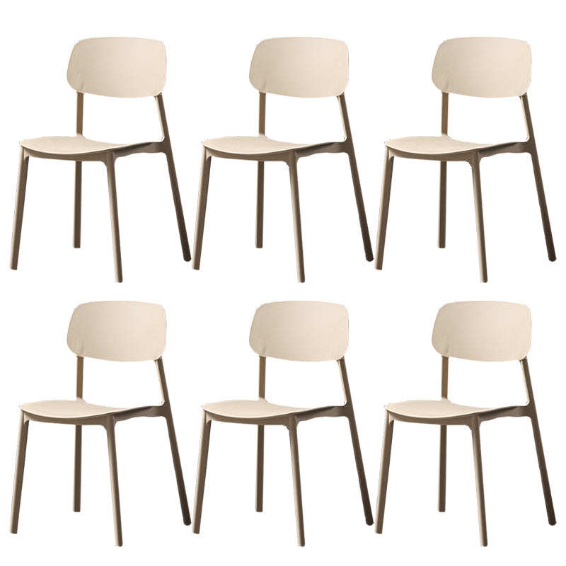Plastic Armless Dining Chairs Scandinavian Open Back Dining Side Chair Khaki 6 Piece Set Clearhalo 'Dining Chairs' 'Dining Tables & Seating' 'dining_chair' 'furn' 'furn_dining_chair' 'Furniture' 'Kitchen & Dining Furniture' 5580535