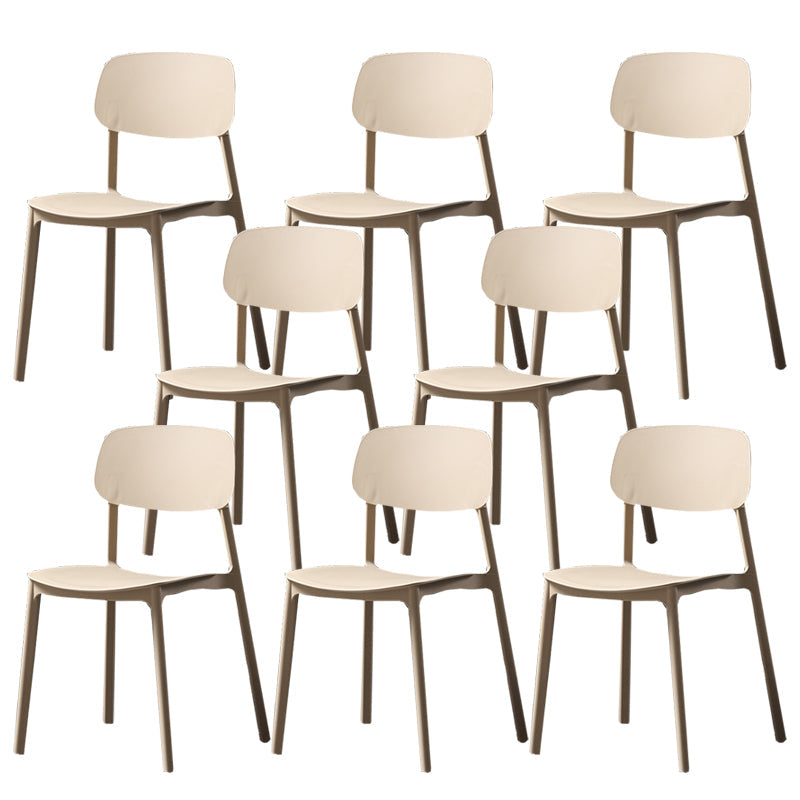Plastic Armless Dining Chairs Scandinavian Open Back Dining Side Chair Khaki 8 Piece Set Clearhalo 'Dining Chairs' 'Dining Tables & Seating' 'dining_chair' 'furn' 'furn_dining_chair' 'Furniture' 'Kitchen & Dining Furniture' 5580536