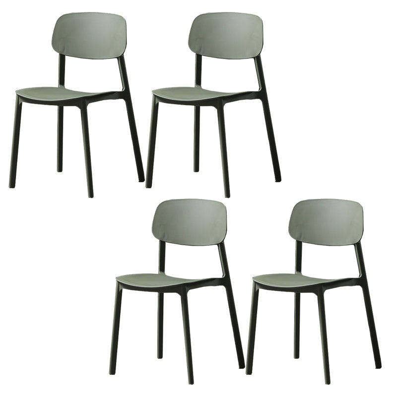 Plastic Armless Dining Chairs Scandinavian Open Back Dining Side Chair Blackish Green 4 Piece Set Clearhalo 'Dining Chairs' 'Dining Tables & Seating' 'dining_chair' 'furn' 'furn_dining_chair' 'Furniture' 'Kitchen & Dining Furniture' 5580539