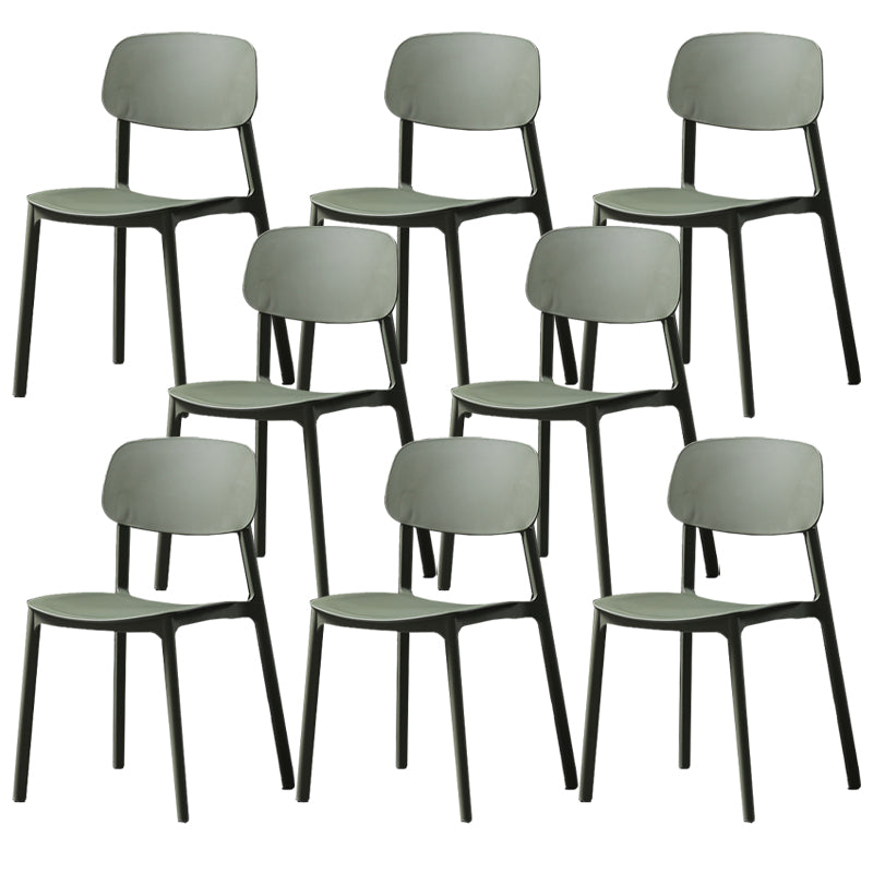 Plastic Armless Dining Chairs Scandinavian Open Back Dining Side Chair Blackish Green 8 Piece Set Clearhalo 'Dining Chairs' 'Dining Tables & Seating' 'dining_chair' 'furn' 'furn_dining_chair' 'Furniture' 'Kitchen & Dining Furniture' 5580541