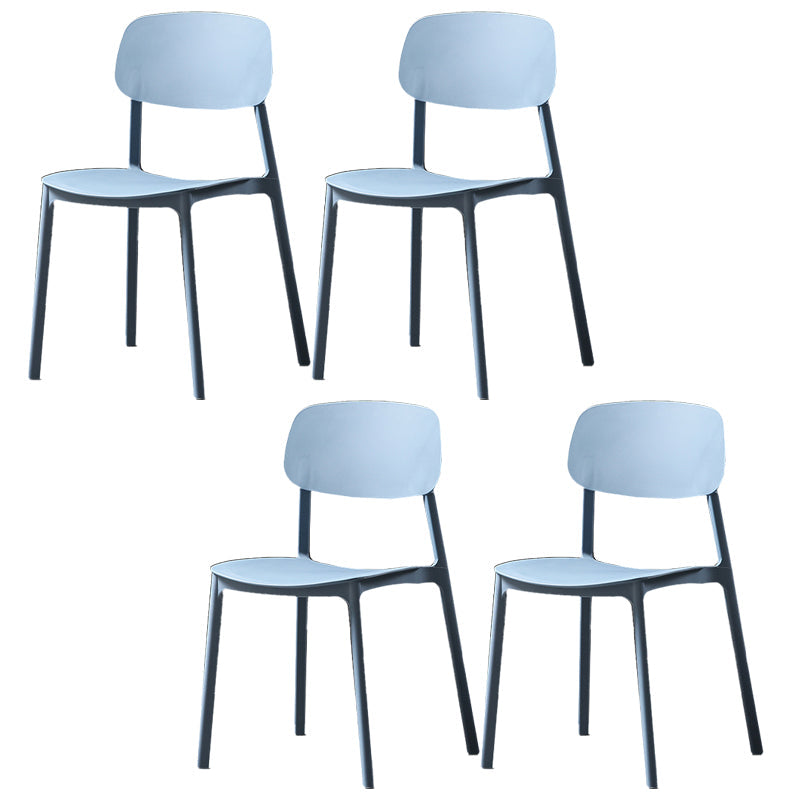 Plastic Armless Dining Chairs Scandinavian Open Back Dining Side Chair Airy Blue 4 Piece Set Clearhalo 'Dining Chairs' 'Dining Tables & Seating' 'dining_chair' 'furn' 'furn_dining_chair' 'Furniture' 'Kitchen & Dining Furniture' 5580544
