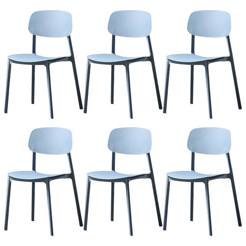 Plastic Armless Dining Chairs Scandinavian Open Back Dining Side Chair Airy Blue 6 Piece Set Clearhalo 'Dining Chairs' 'Dining Tables & Seating' 'dining_chair' 'furn' 'furn_dining_chair' 'Furniture' 'Kitchen & Dining Furniture' 5580545