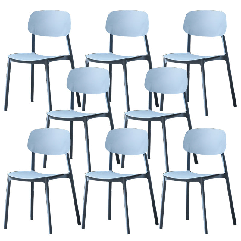 Plastic Armless Dining Chairs Scandinavian Open Back Dining Side Chair Airy Blue 8 Piece Set Clearhalo 'Dining Chairs' 'Dining Tables & Seating' 'dining_chair' 'furn' 'furn_dining_chair' 'Furniture' 'Kitchen & Dining Furniture' 5580546