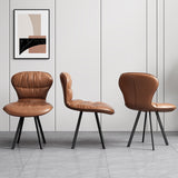 Sedie da pranzo in acciaio nero sedia moderna a bracciole senza braccio con rivestimento in pelle finta