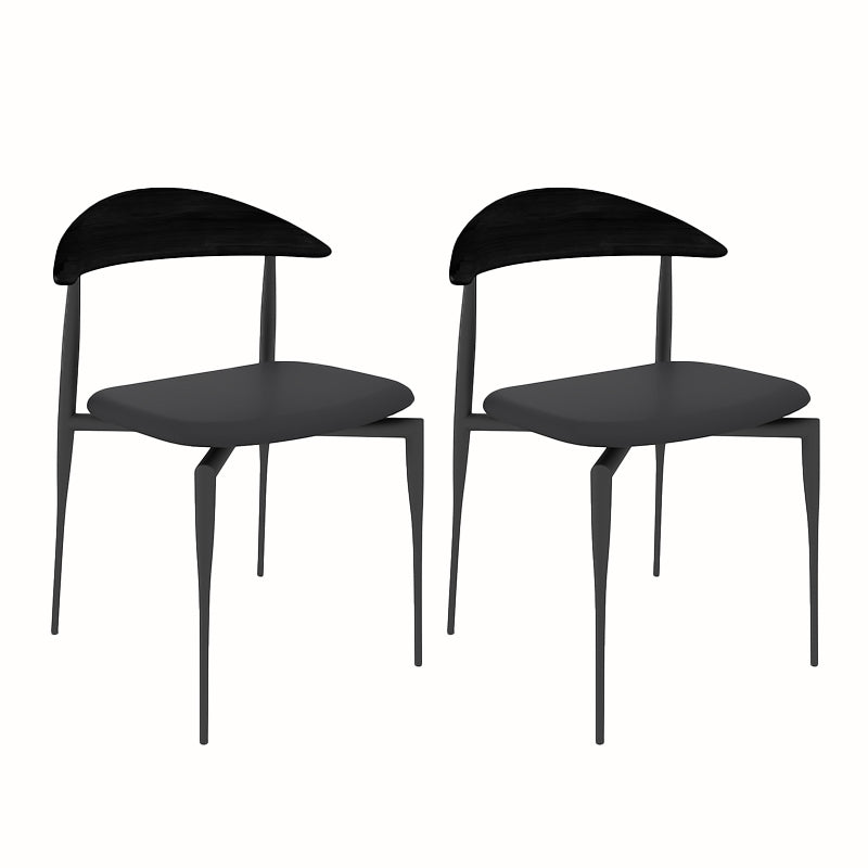 Modern Open Back Dining Chairs Faux Leather Cushion Armless Dining Side Chair