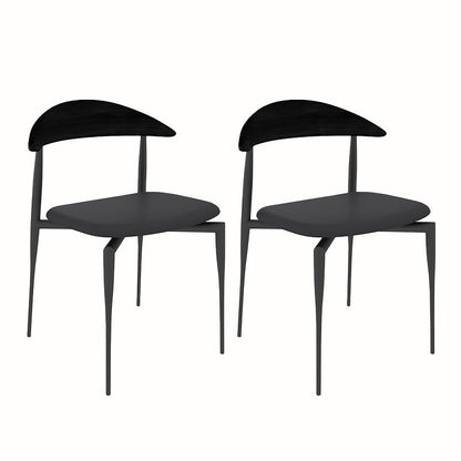 Modern Open Back Dining Chairs Faux Leather Cushion Armless Dining Side Chair