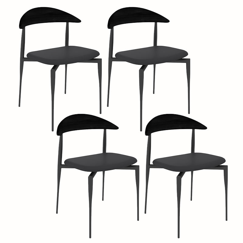Modern Open Back Dining Chairs Faux Leather Cushion Armless Dining Side Chair