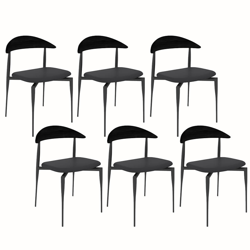 Modern Open Back Dining Chairs Faux Leather Cushion Armless Dining Side Chair
