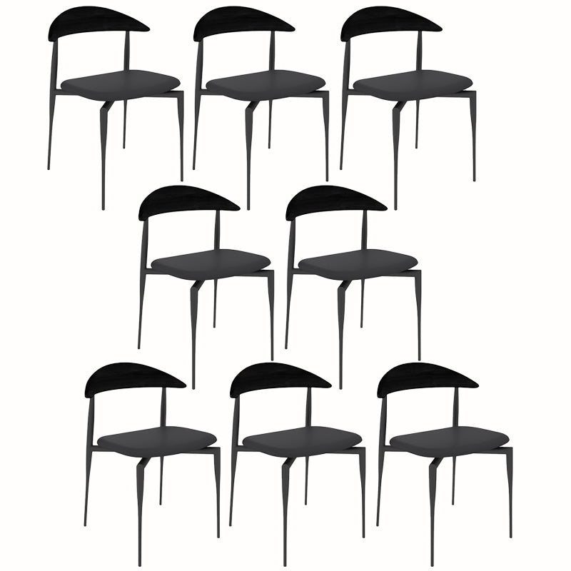 Modern Open Back Dining Chairs Faux Leather Cushion Armless Dining Side Chair