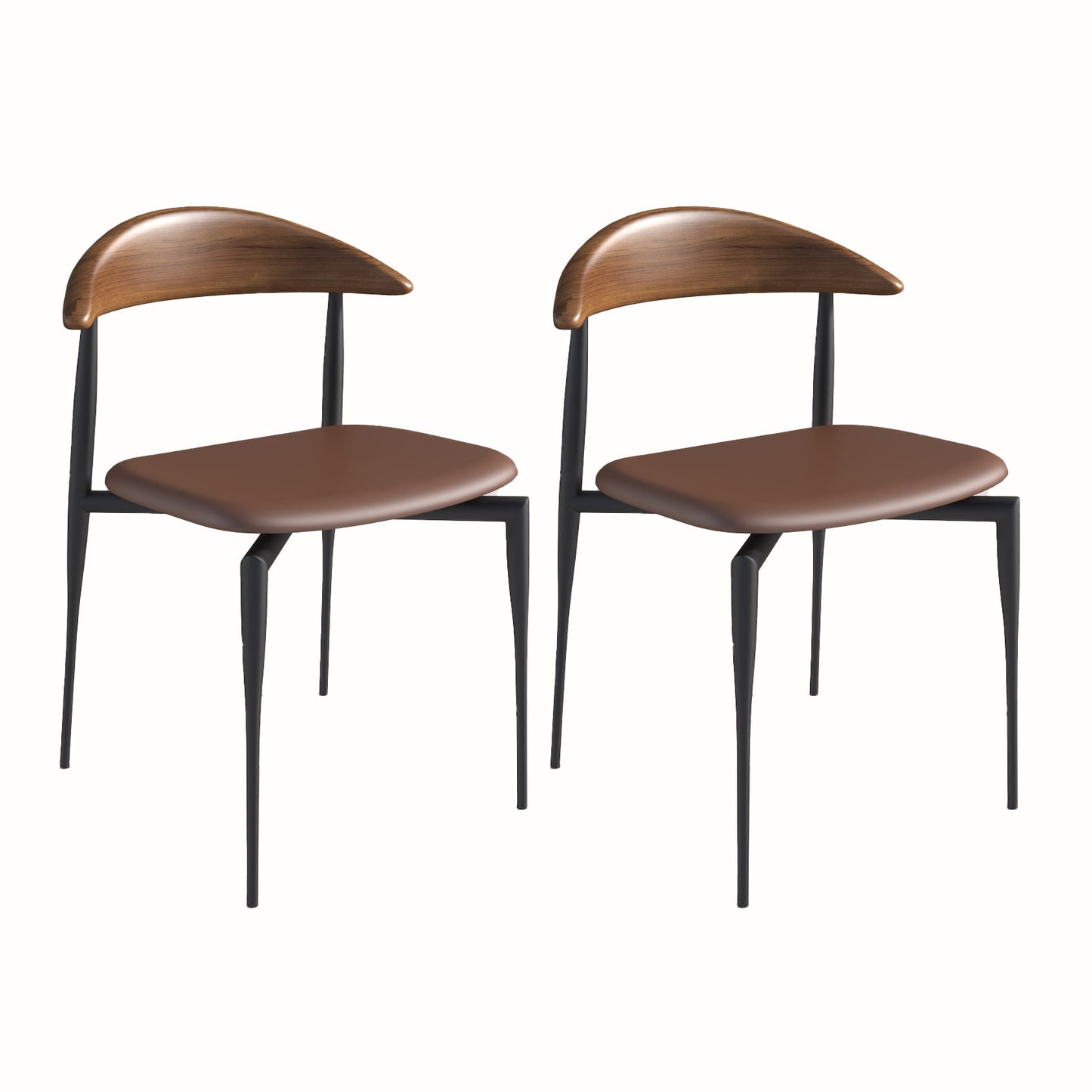 Modern Open Back Dining Chairs Faux Leather Cushion Armless Dining Side Chair